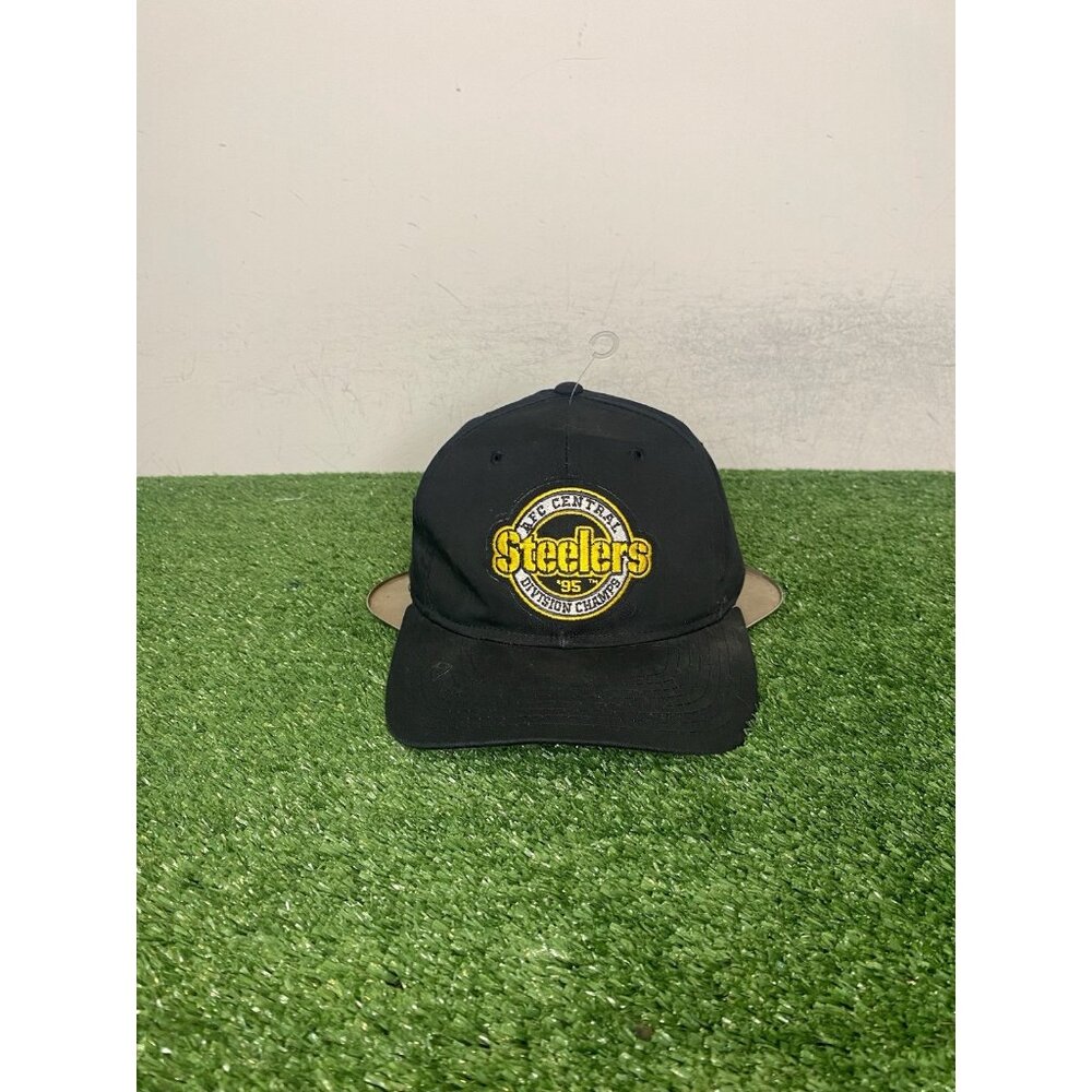 Vintage Pittsburgh Steelers hat cap snap back black yellow starter playoffs mens